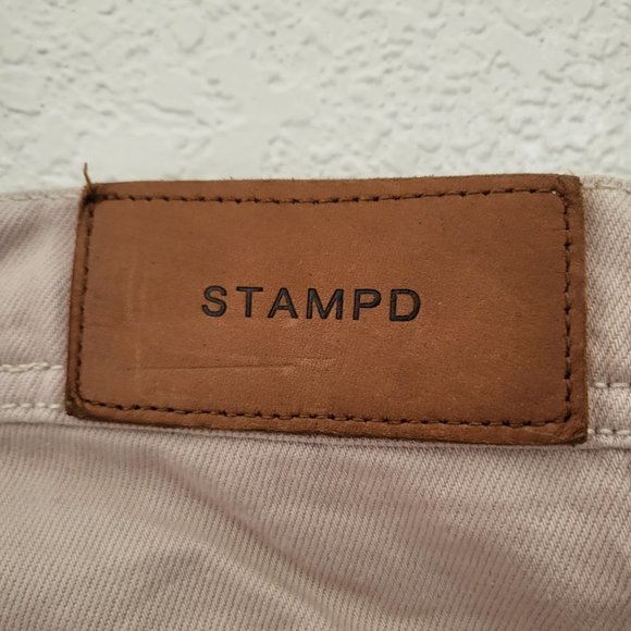 Men's STAMPD Cream Distressed Panel Denim Beige/Cream Pants - Picture 11 of 17